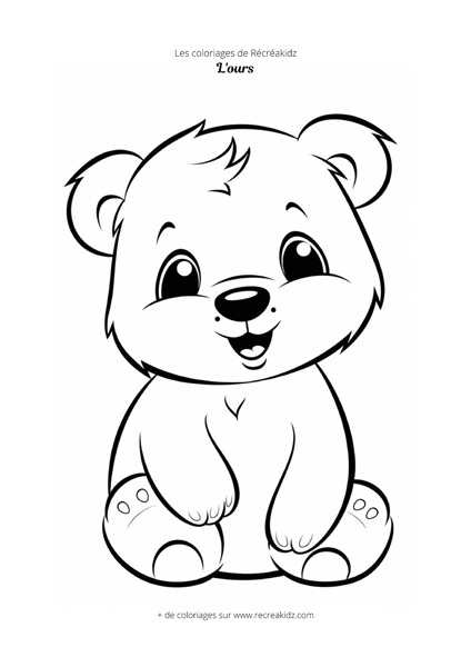 Coloriage ours pour enfant  Dessin à colorier & imprimer en PDF