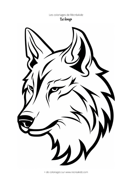 Coloriage tête de loup | Dessin à colorier & imprimer en PDF