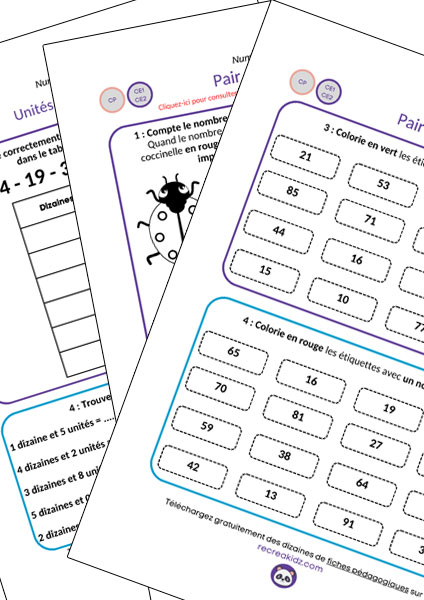 Fiche exercices numération CE1 - CE2 à imprimer en pdf