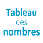 Tableau des nombres CP - CE1